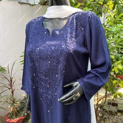 Naaz Blue Rayon Mukaish Kurta