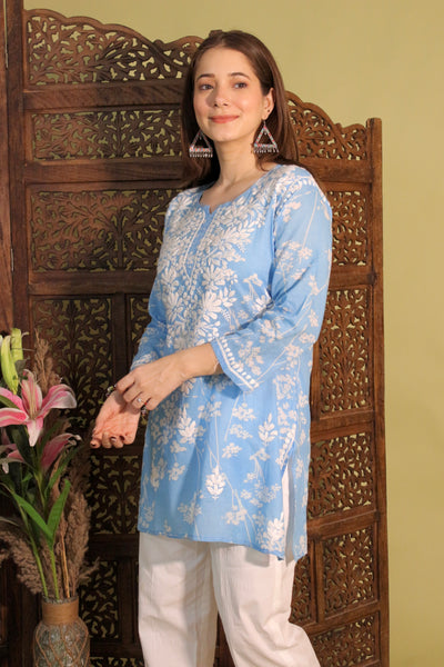 HEER PREMIUM BLUE SHORT MULMUL KURTA