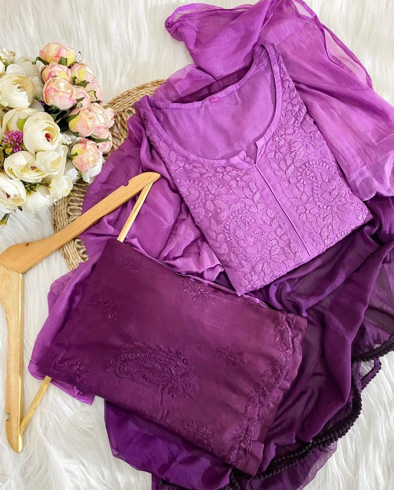 Heer Premium Handcrafted Ombre Purple Rayon Plazzo Set