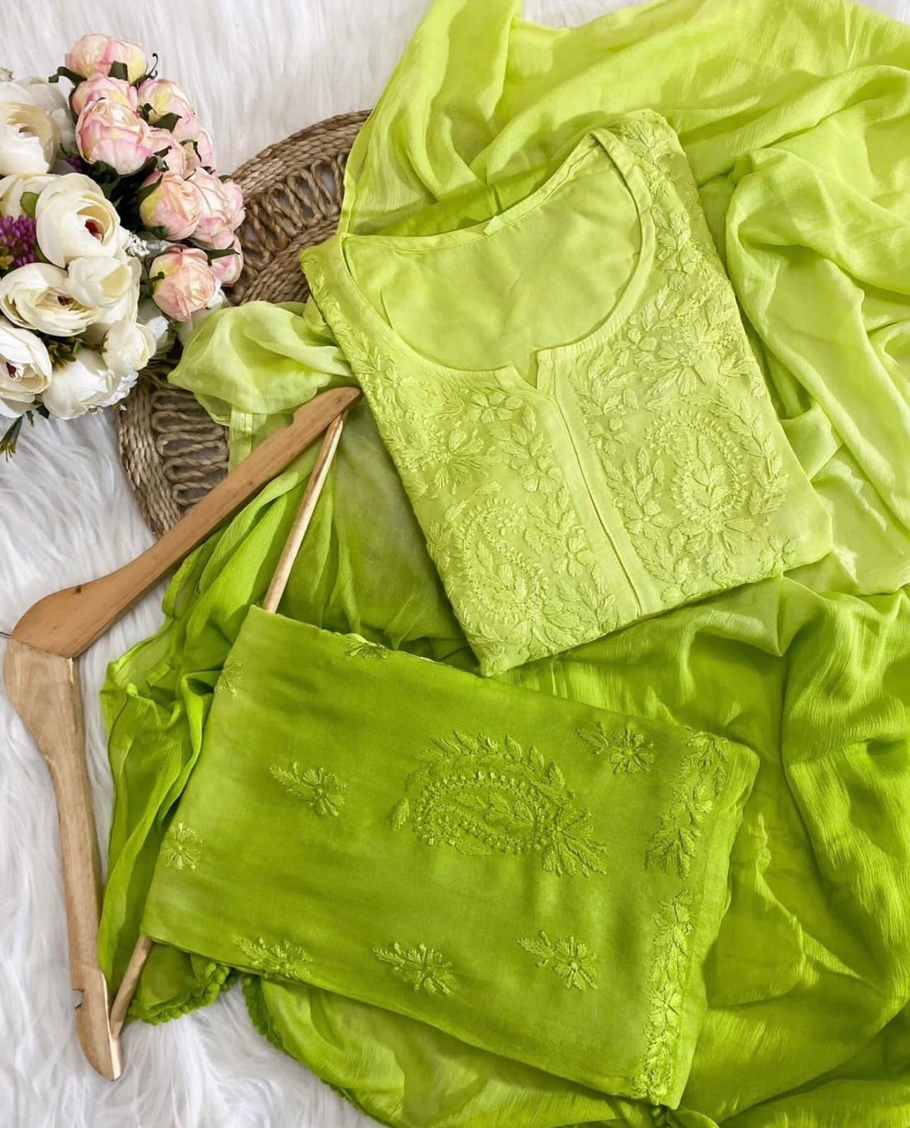 Heer Premium Handcrafted Ombre Green Rayon Plazzo Set