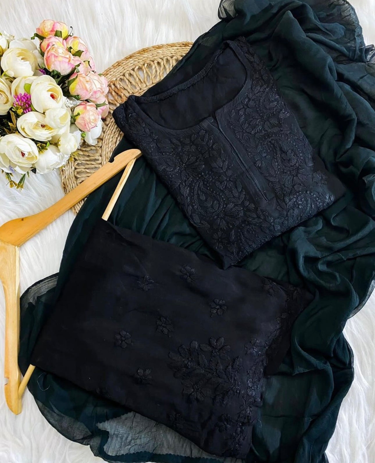 Heer Premium Handcrafted Black Rayon Plazzo Set