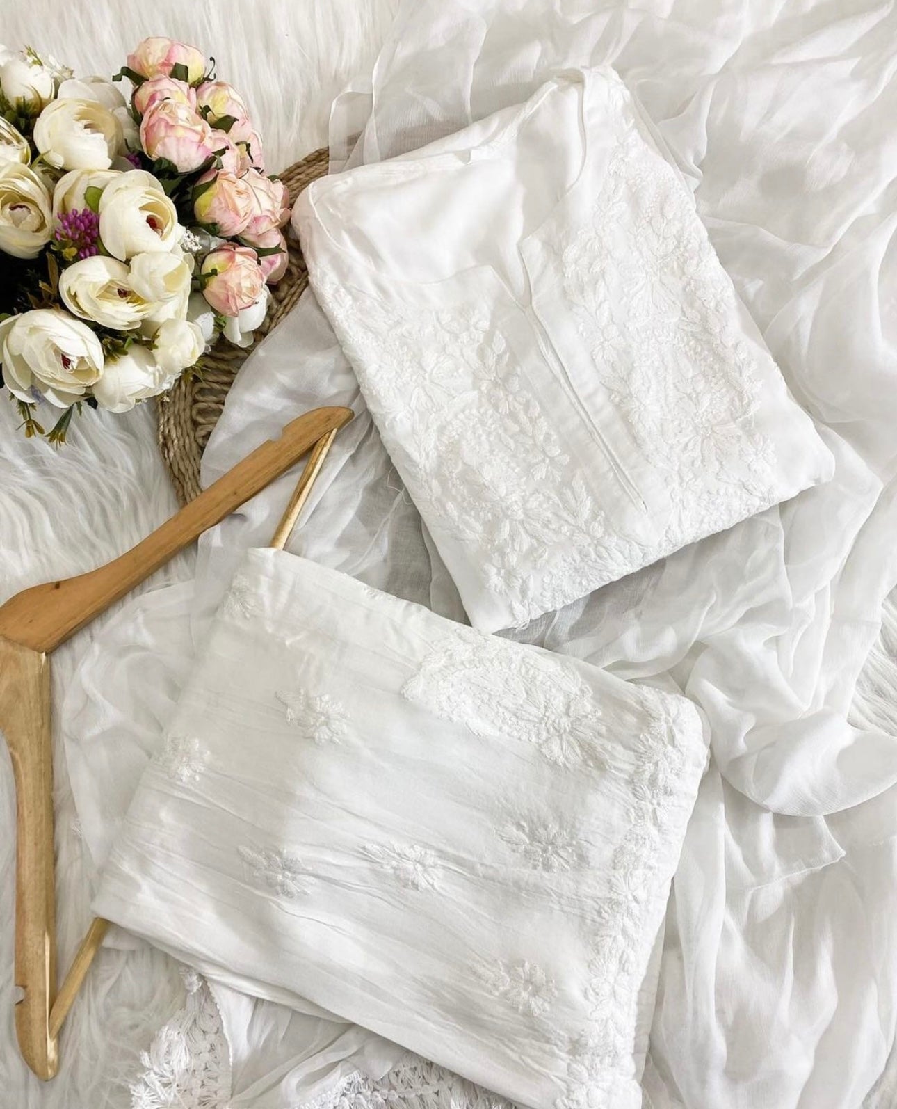 Heer Premium Handcrafted White Rayon Plazzo Set