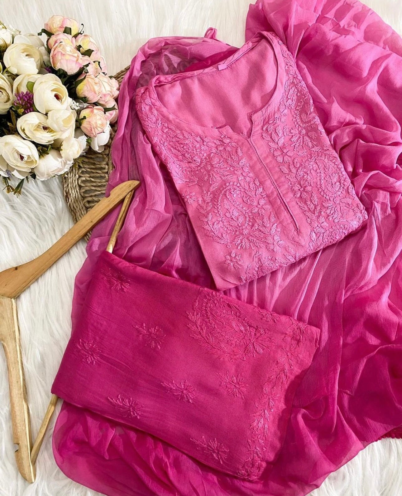 Heer Premium Handcrafted Ombre Pink Rayon Plazzo Set