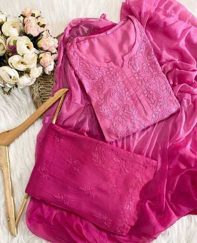 Heer Premium Handcrafted Ombre Pink Rayon Plazzo Set