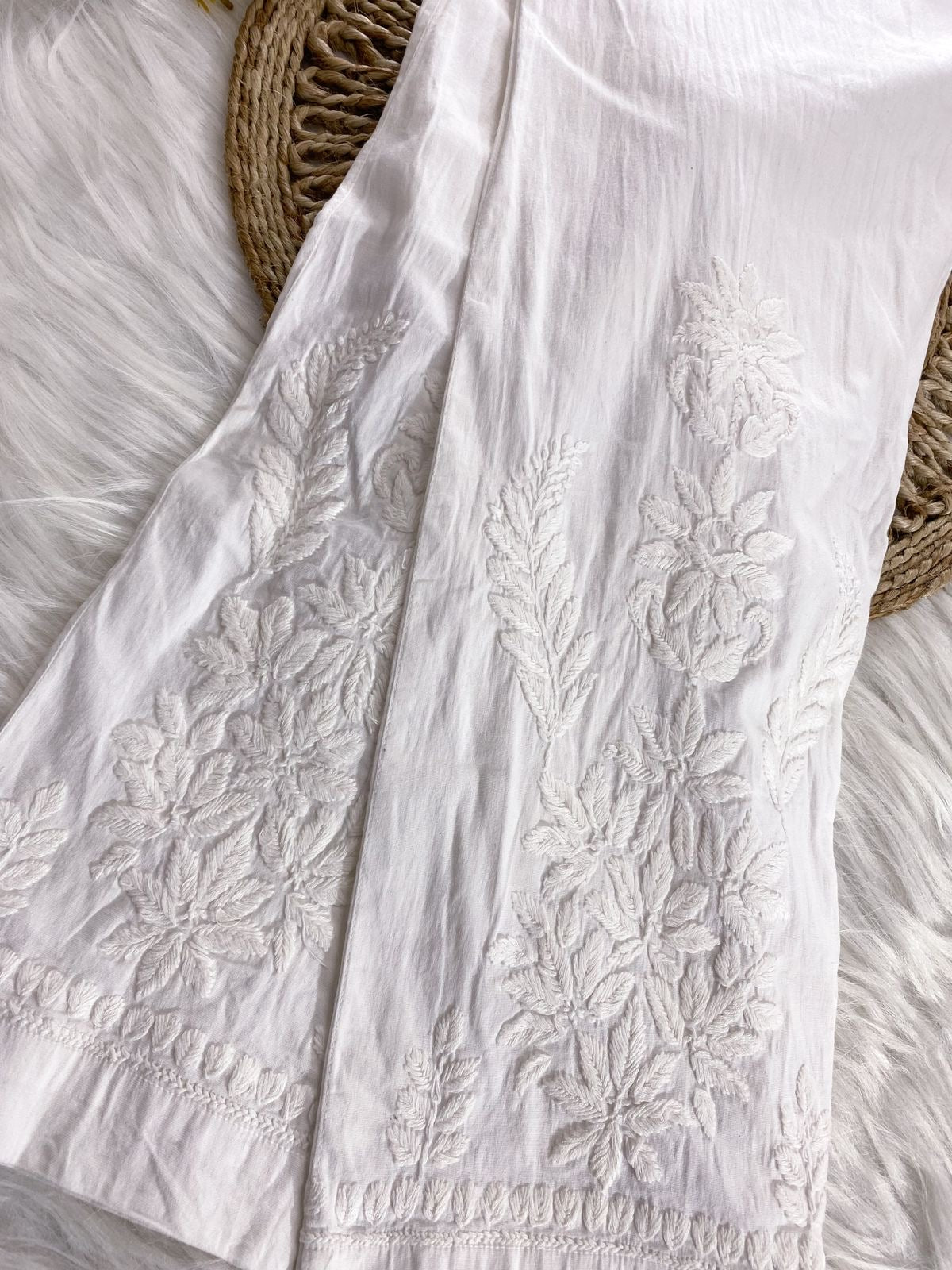Premium Handcrafted white Chikankari pant