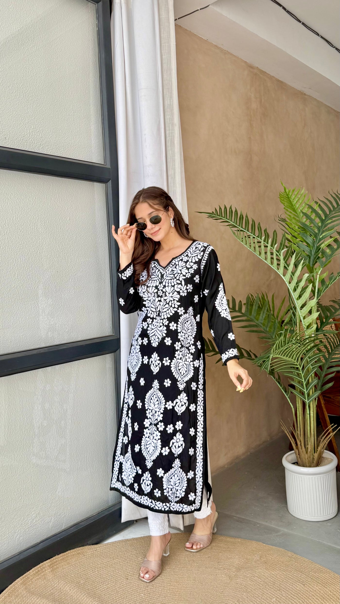 Ranjha Premium Black Long Modal Straight Kurta