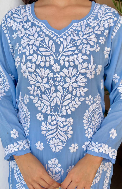 Ranjha Premium Powder Blue Long Modal Straight Kurta