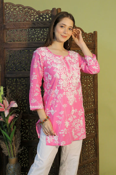 HEER PREMIUM PINK SHORT MULMUL KURTA