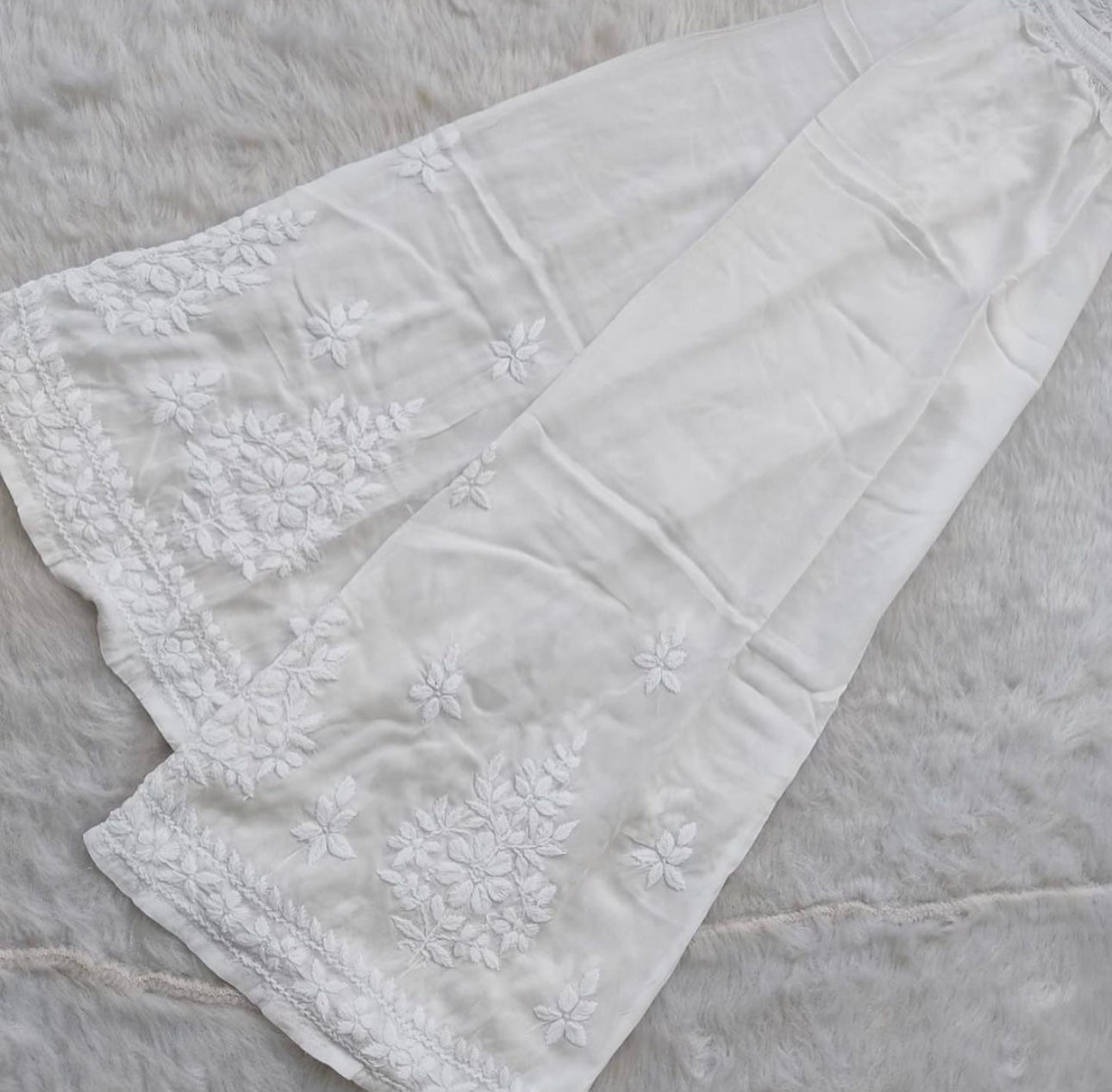 Premium White Rayon Chikankari Plazzo