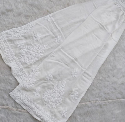 Premium White Rayon Chikankari Plazzo