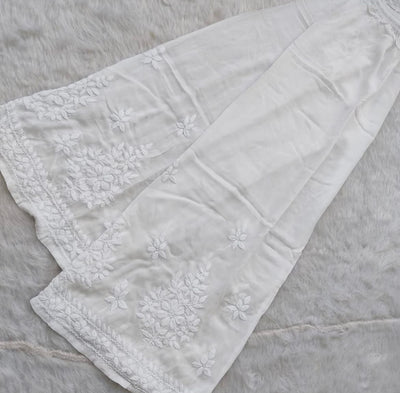 Premium White Rayon Chikankari Plazzo