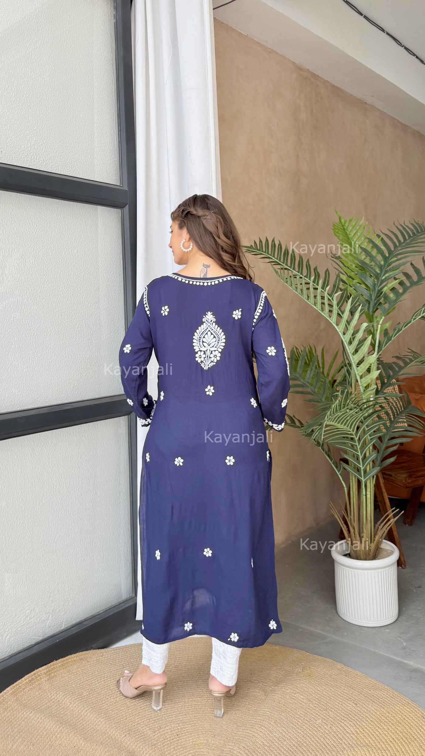Ranjha Premium Blue Long Modal Straight Kurta