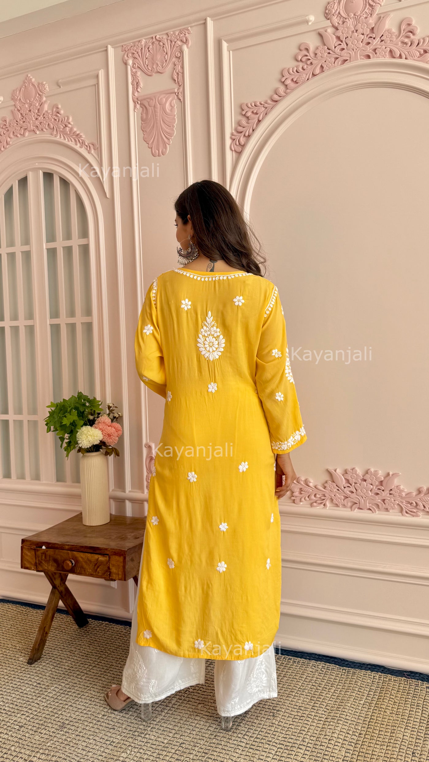 AAYAT PREMIUM Yellow LONG MODAL STRAIGHT KURTA