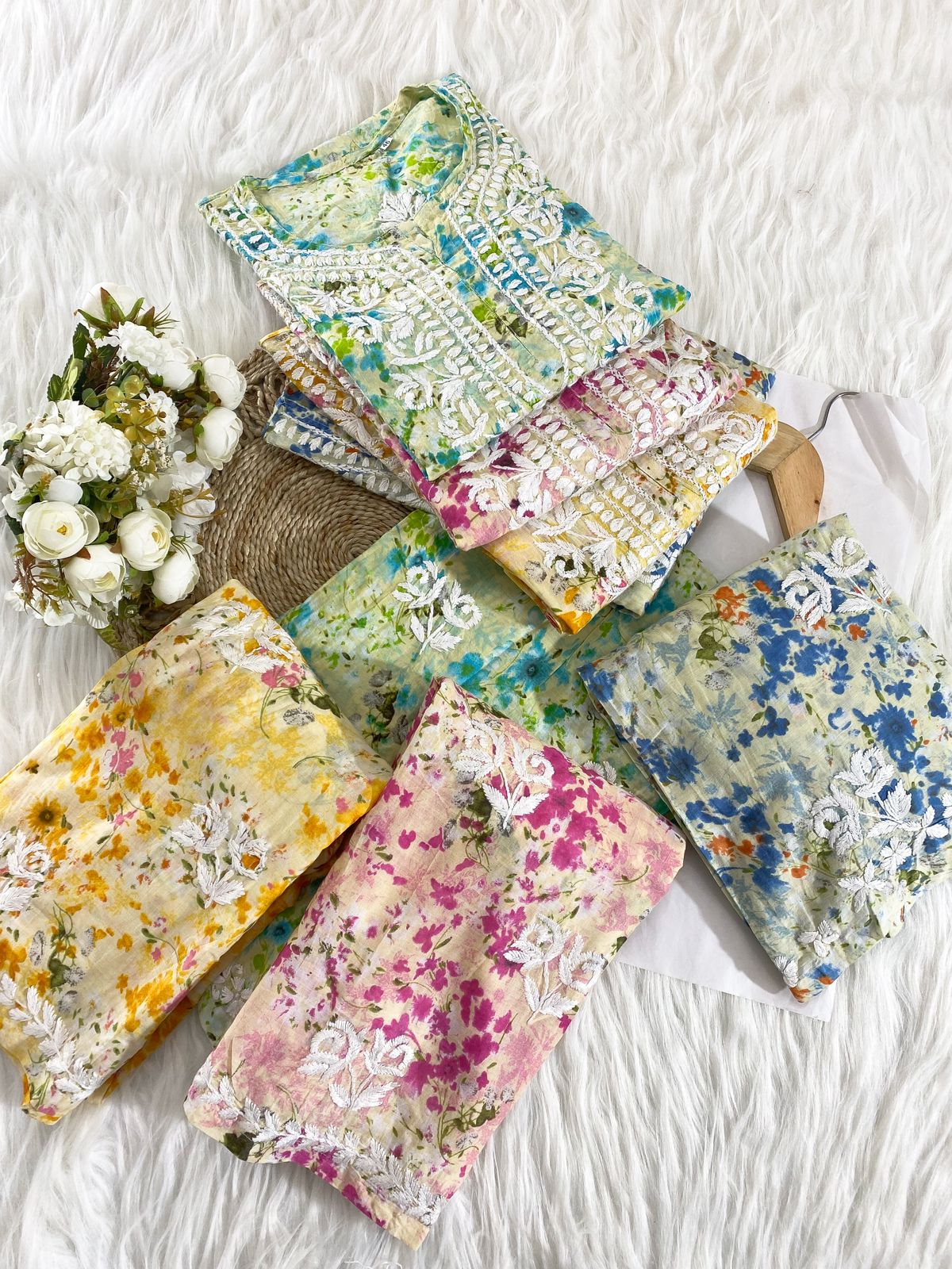 GUL Yellow HANDCRAFTED MULMUL CHIKANKARI CO-RD SET