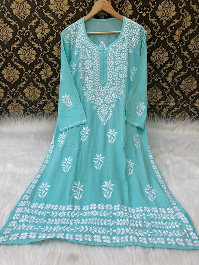 NAZAKAT HANDCRAFTED Sea Green MODAL KURTA AND PANT SET