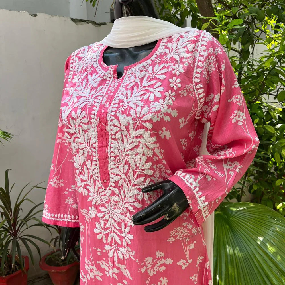 Pakizah Long Pink Mulmul Kurta