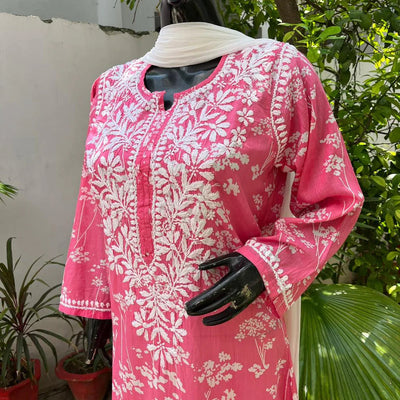 Pakizah Long Pink Mulmul Kurta