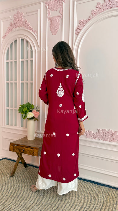 AAYAT PREMIUM MAROON LONG MODAL STRAIGHT KURTA