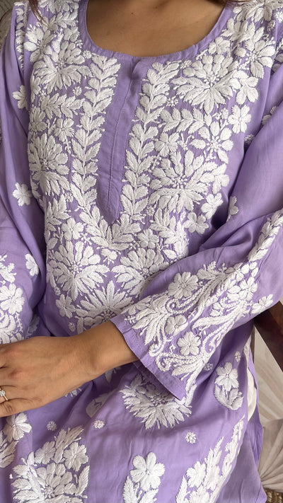 RAABTA PREMIUM DESIGNER LONG LAVENDER MODAL STRAIGHT KURTA