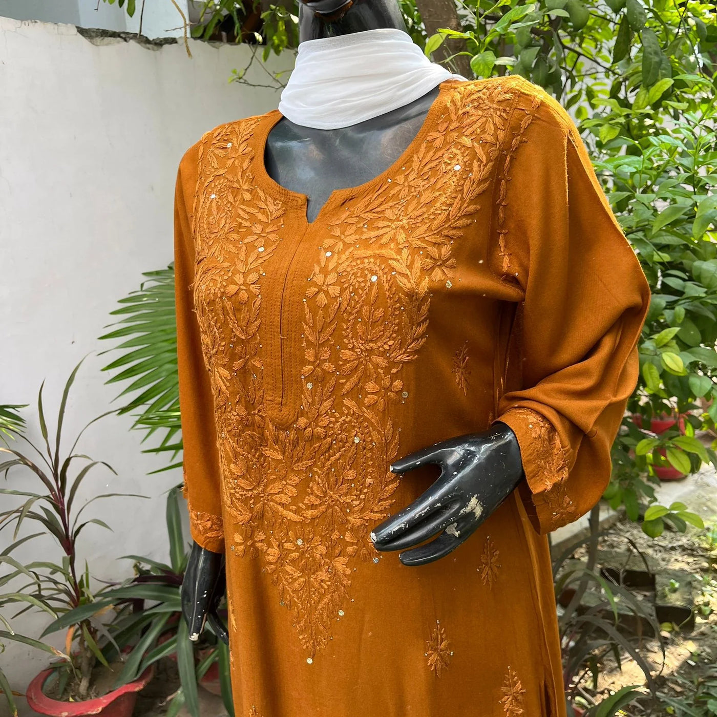 Naaz Mustard Yellow Rayon Mukaish Kurta