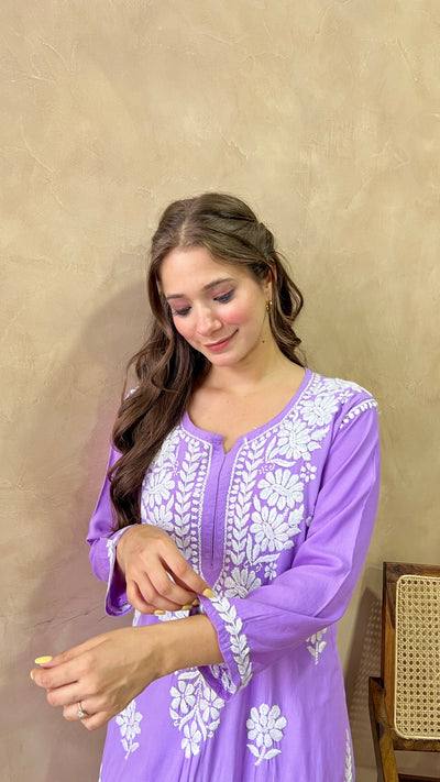 Raaha Lavender Long Rayon Straight Kurta