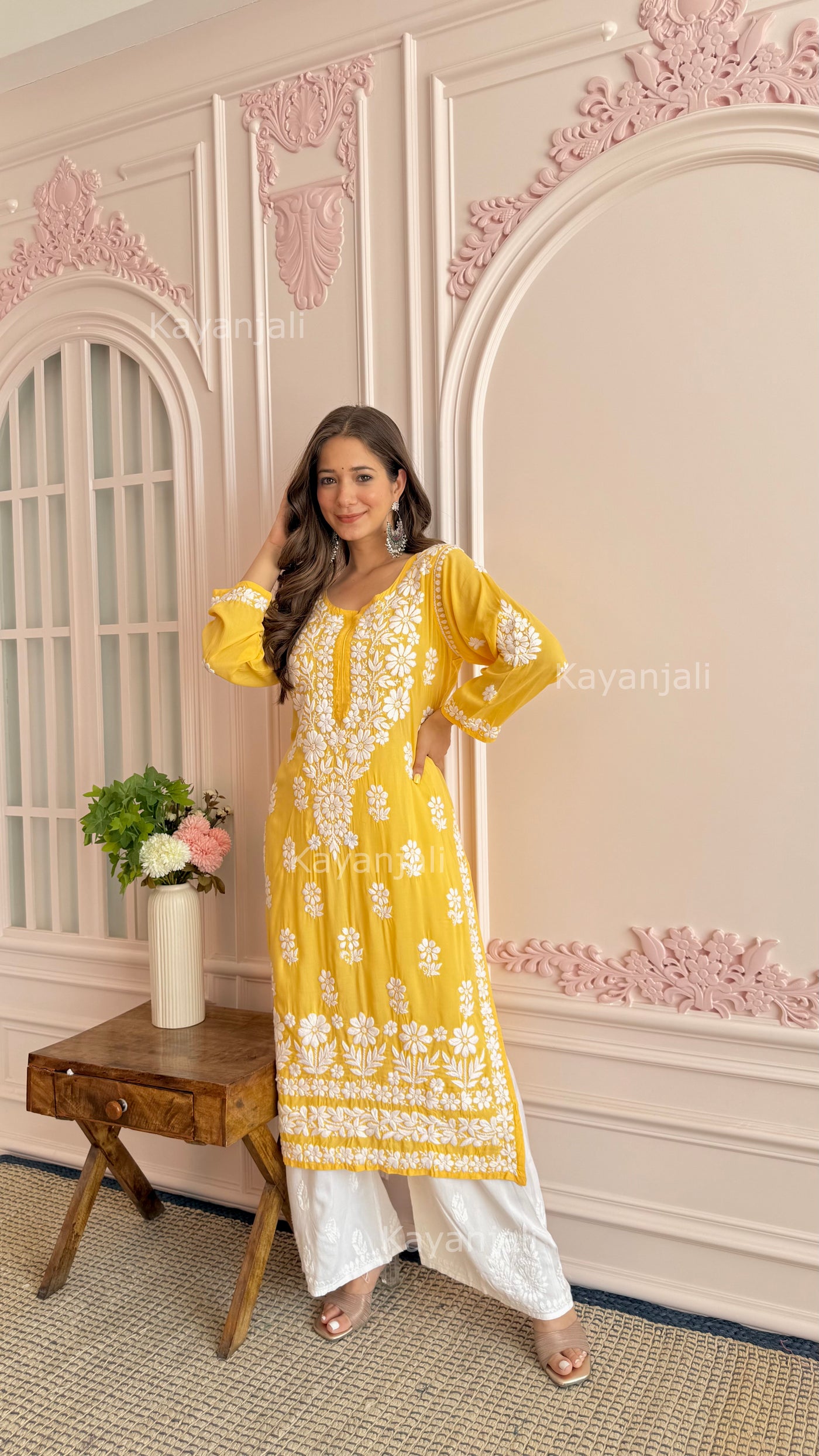 AAYAT PREMIUM Yellow LONG MODAL STRAIGHT KURTA