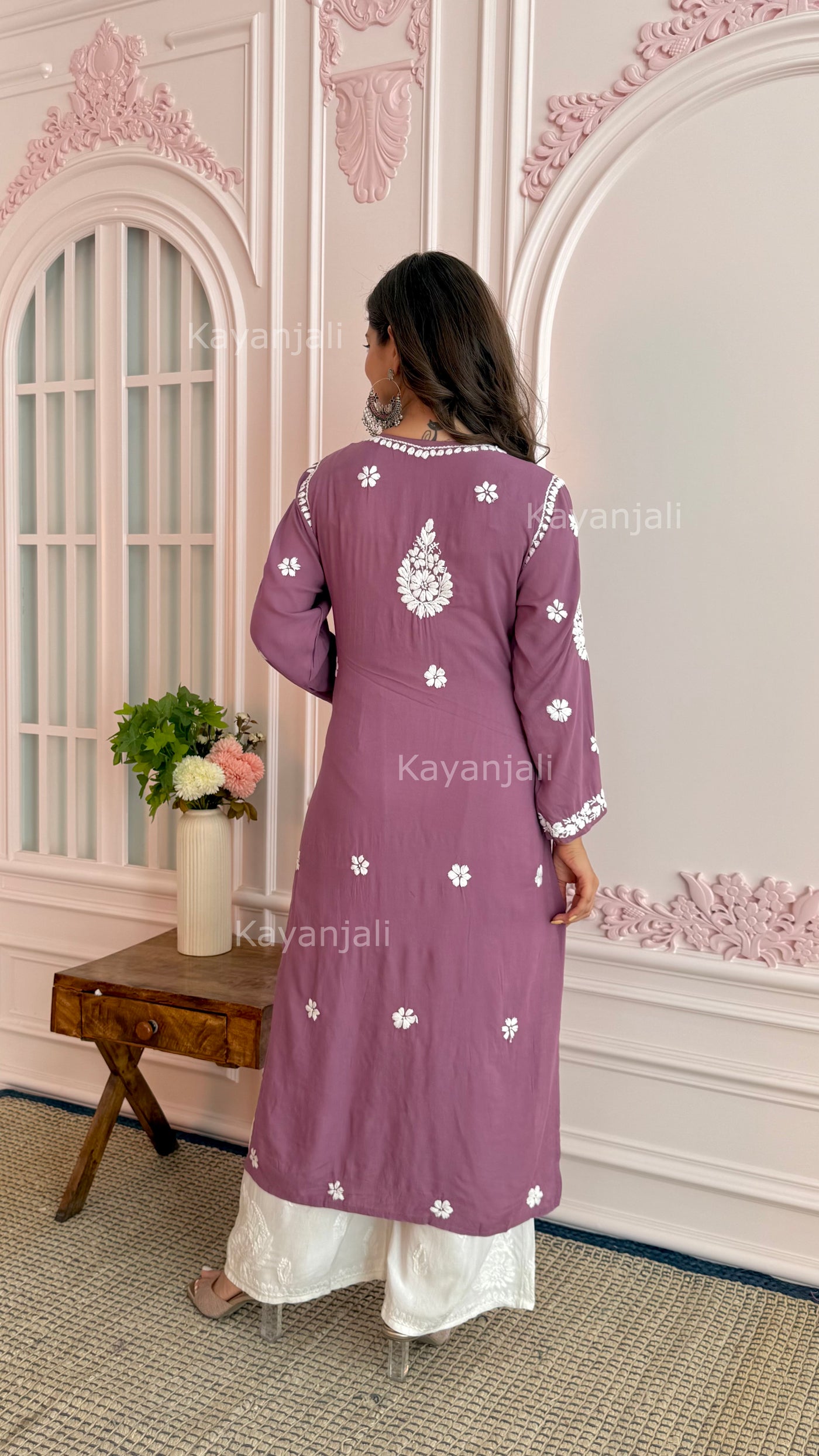 AAYAT PREMIUM MAUVE LONG MODAL STRAIGHT KURTA