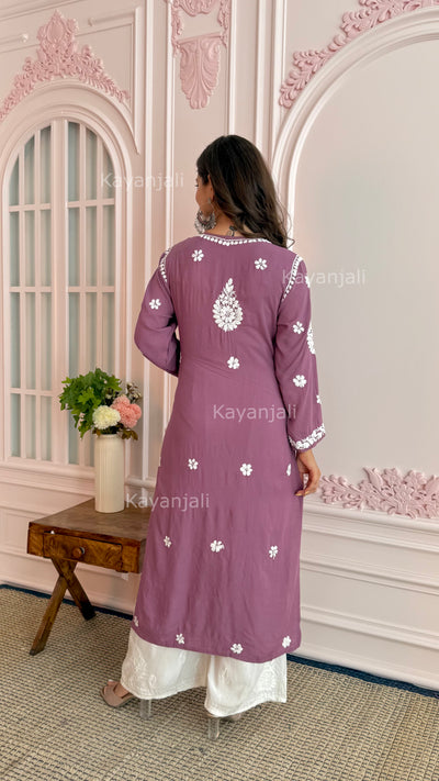 AAYAT PREMIUM MAUVE LONG MODAL STRAIGHT KURTA