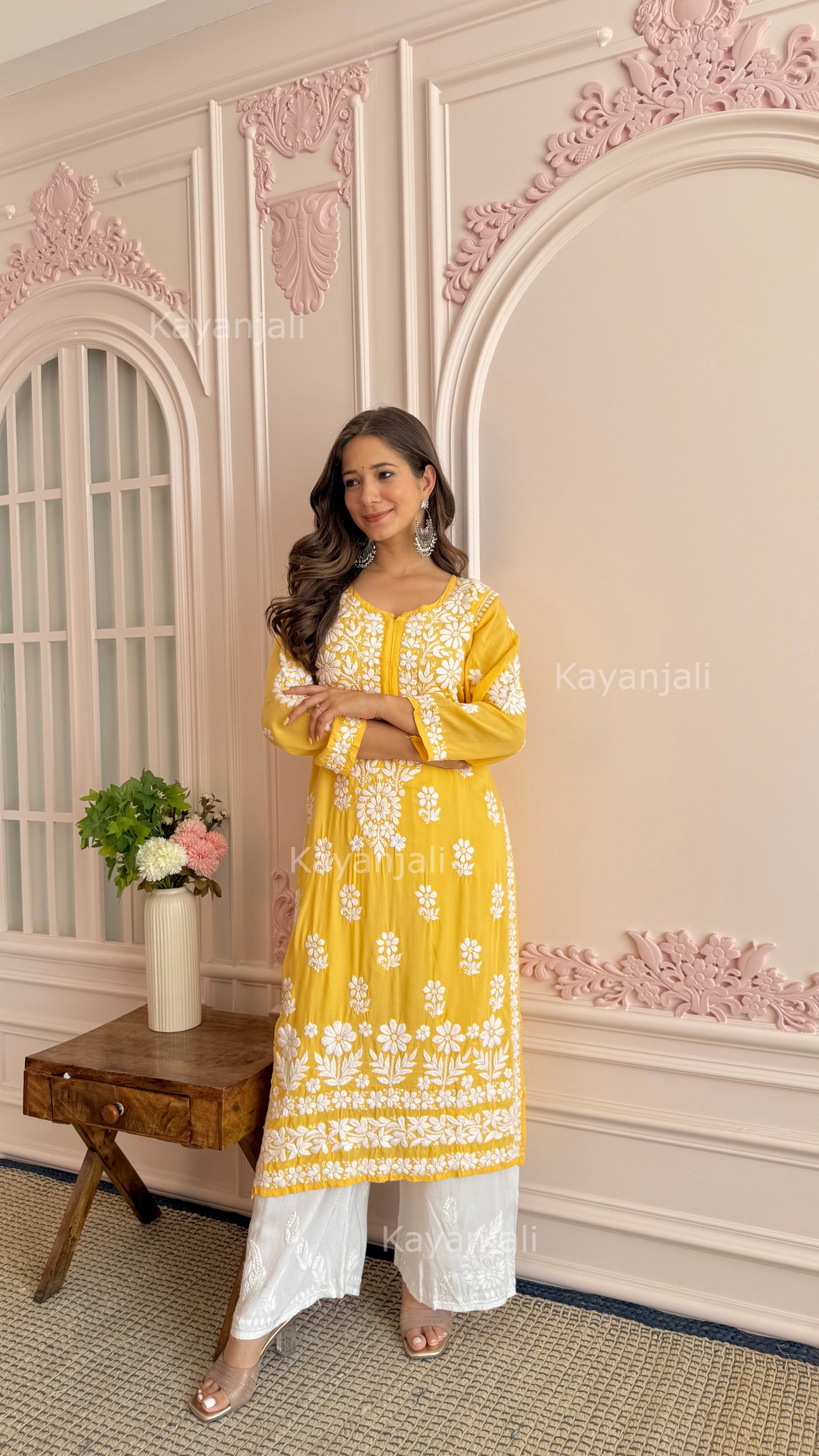 AAYAT PREMIUM Yellow LONG MODAL STRAIGHT KURTA