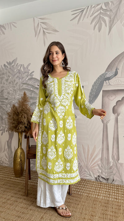 RAABTA PREMIUM DESIGNER LONG GREEN MODAL STRAIGHT KURTA