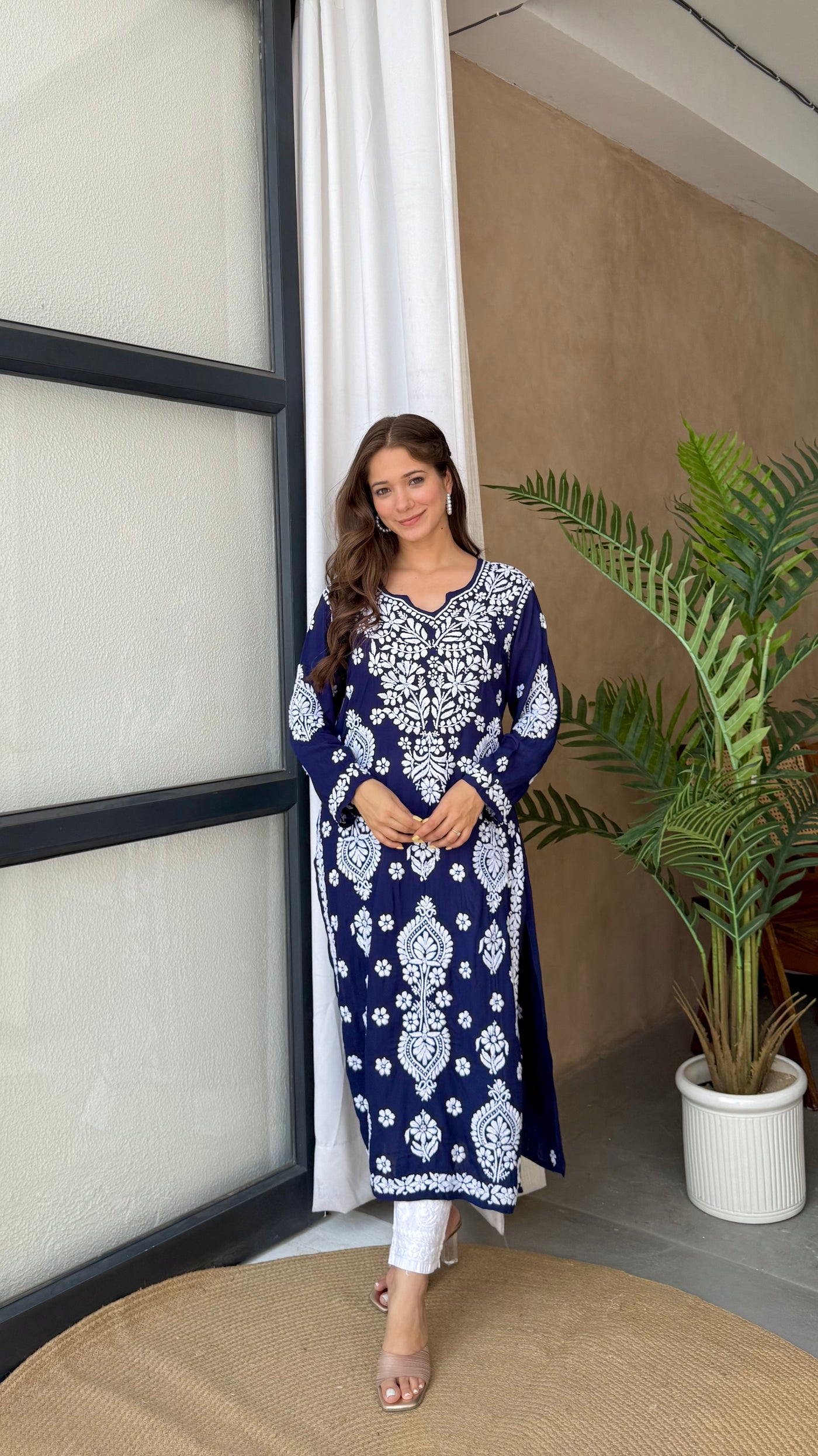 Ranjha Premium Blue Long Modal Straight Kurta