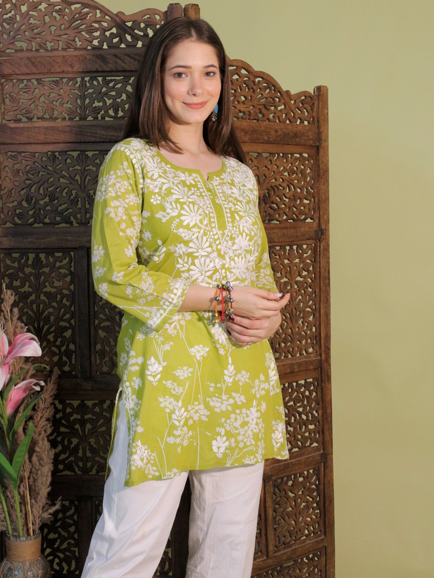 HEER PREMIUM GREEN SHORT MULMUL KURTA
