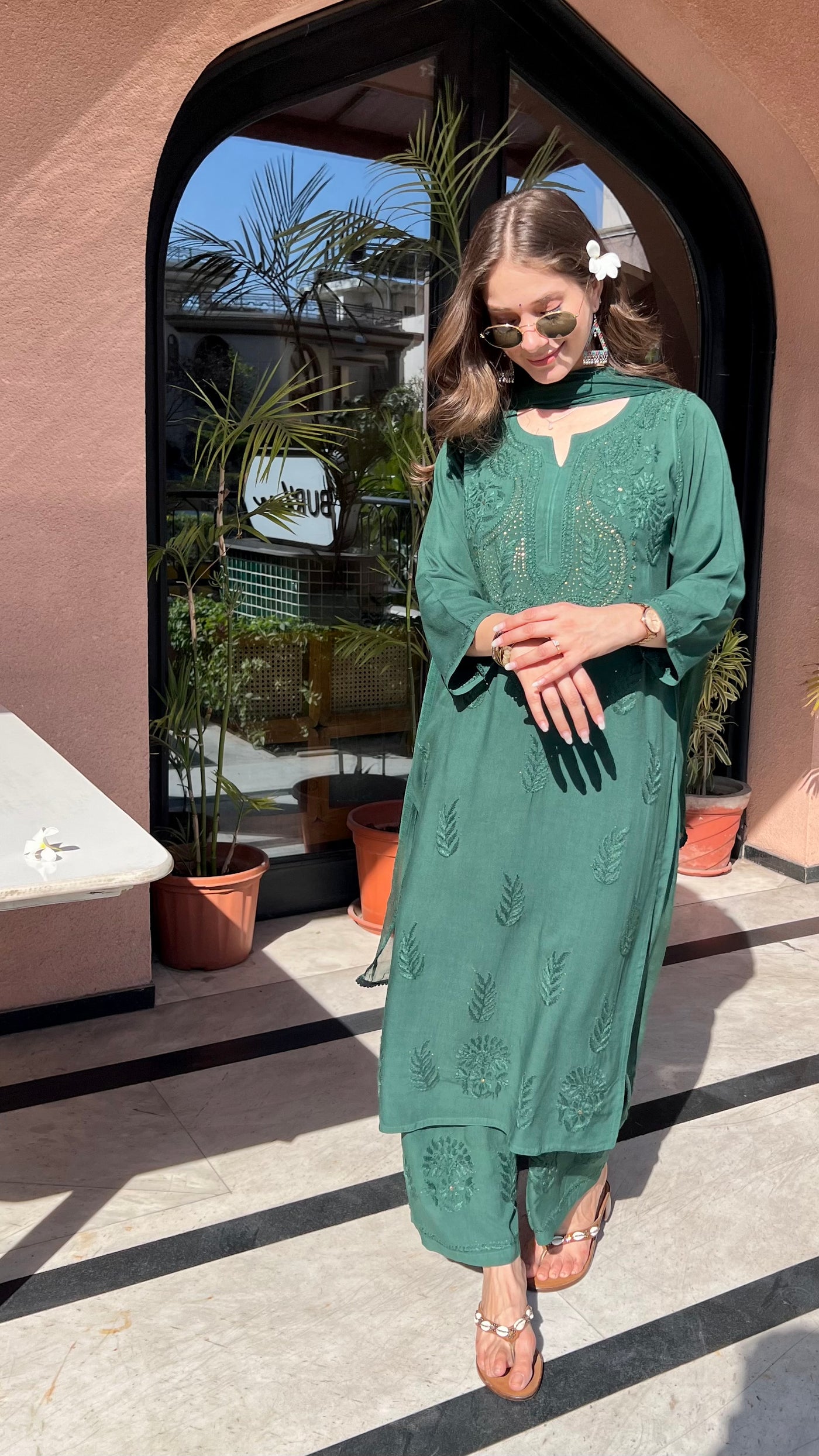 Chandani Premium Green Rayon Mukaish Work Kurta Set