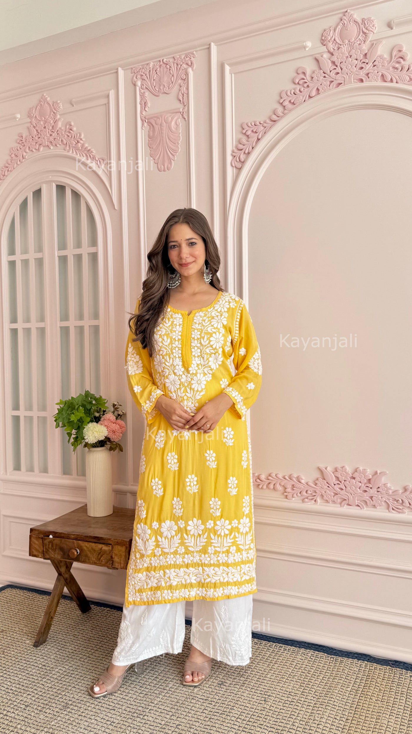 AAYAT PREMIUM Yellow LONG MODAL STRAIGHT KURTA