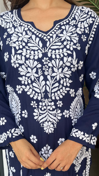 Ranjha Premium Blue Long Modal Straight Kurta