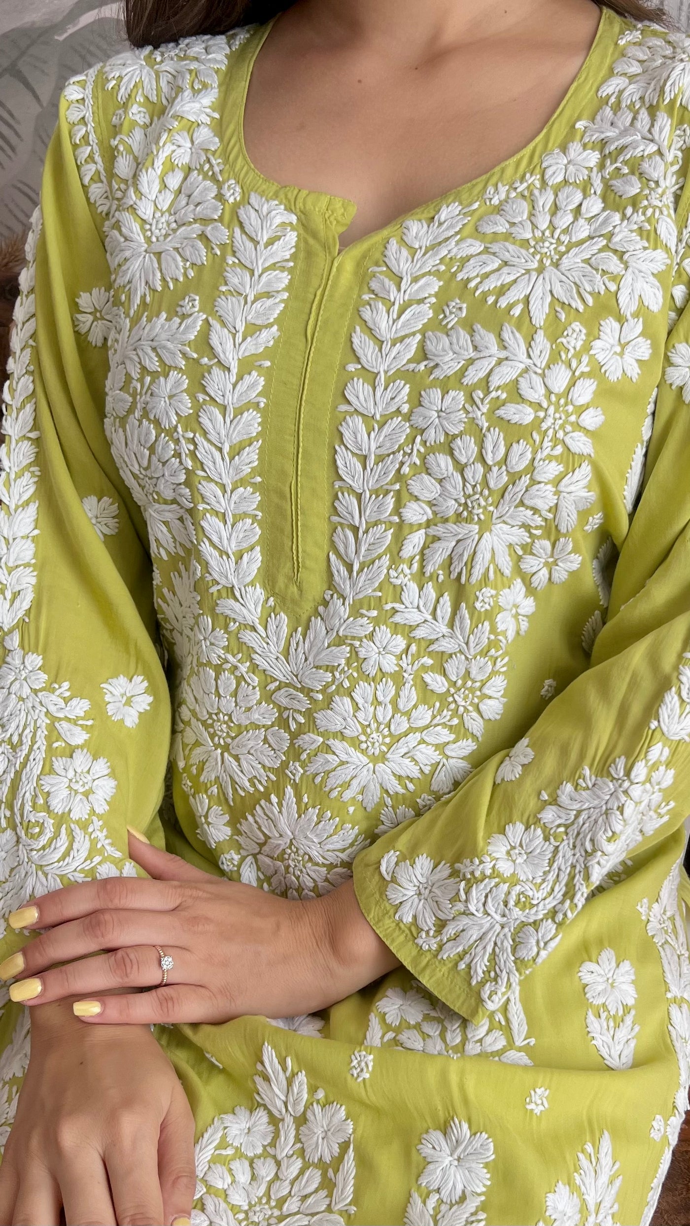 RAABTA PREMIUM DESIGNER LONG GREEN MODAL STRAIGHT KURTA