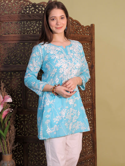 HEER PREMIUM SEA GREEN SHORT MULMUL KURTA