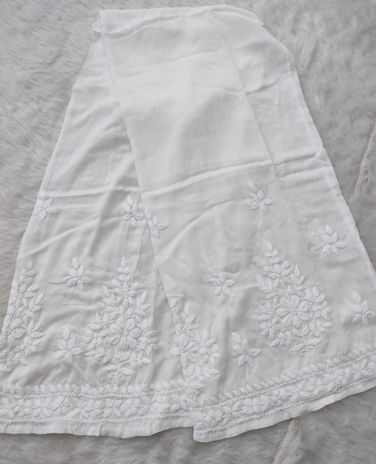 Premium White Rayon Chikankari Plazzo