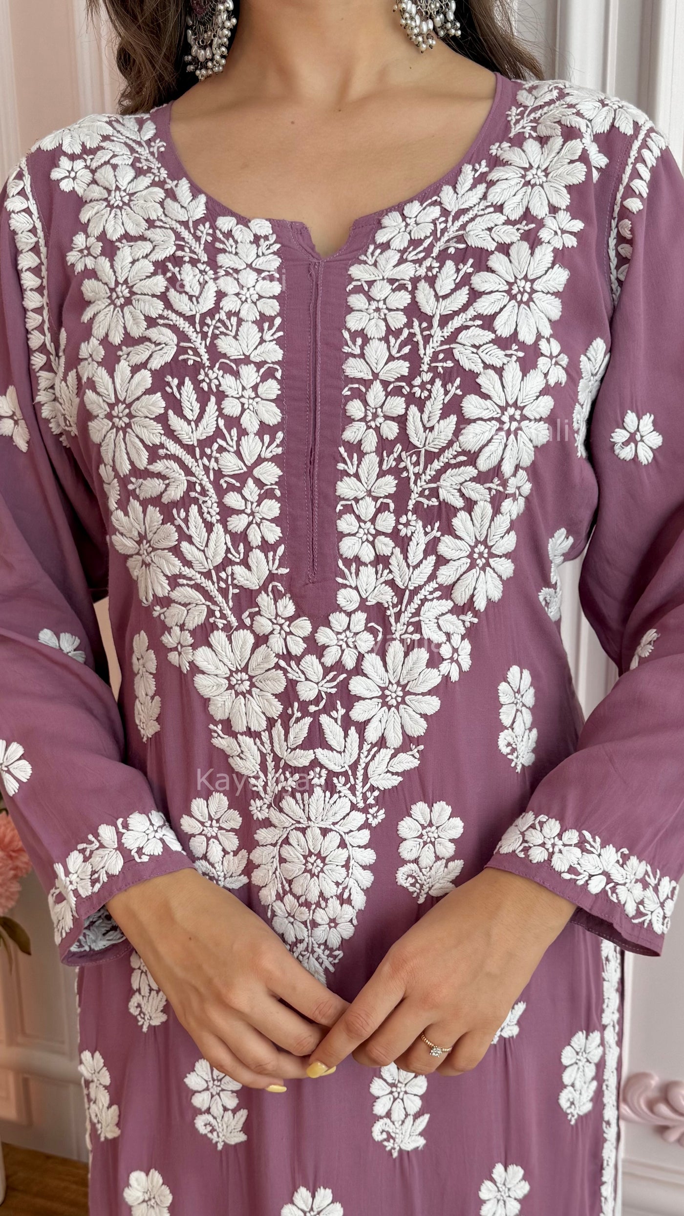 AAYAT PREMIUM MAUVE LONG MODAL STRAIGHT KURTA