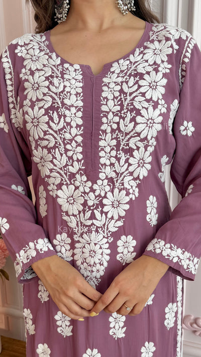 AAYAT PREMIUM MAUVE LONG MODAL STRAIGHT KURTA