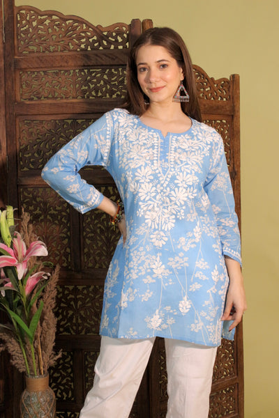 HEER PREMIUM BLUE SHORT MULMUL KURTA