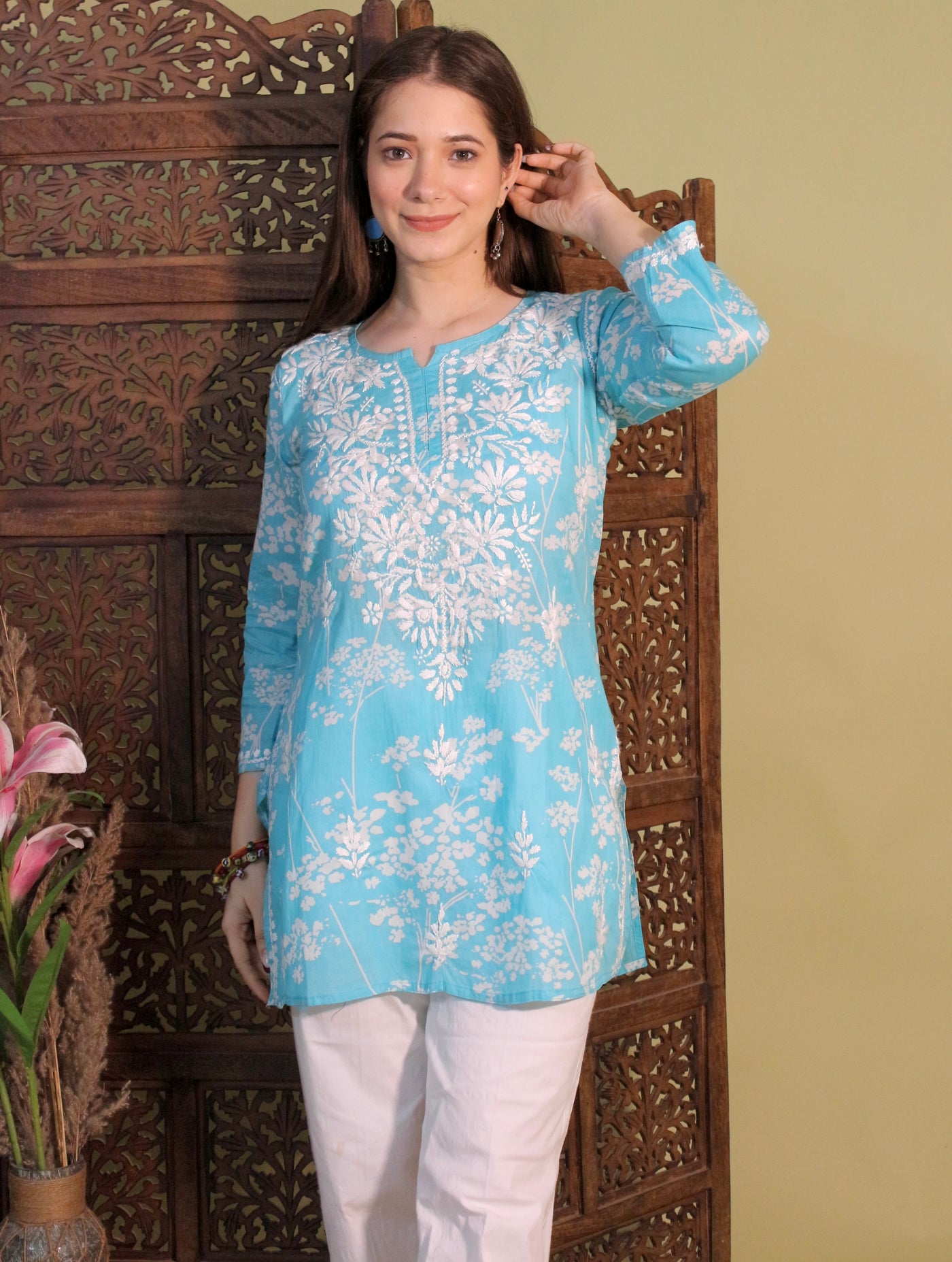 HEER PREMIUM SEA GREEN SHORT MULMUL KURTA