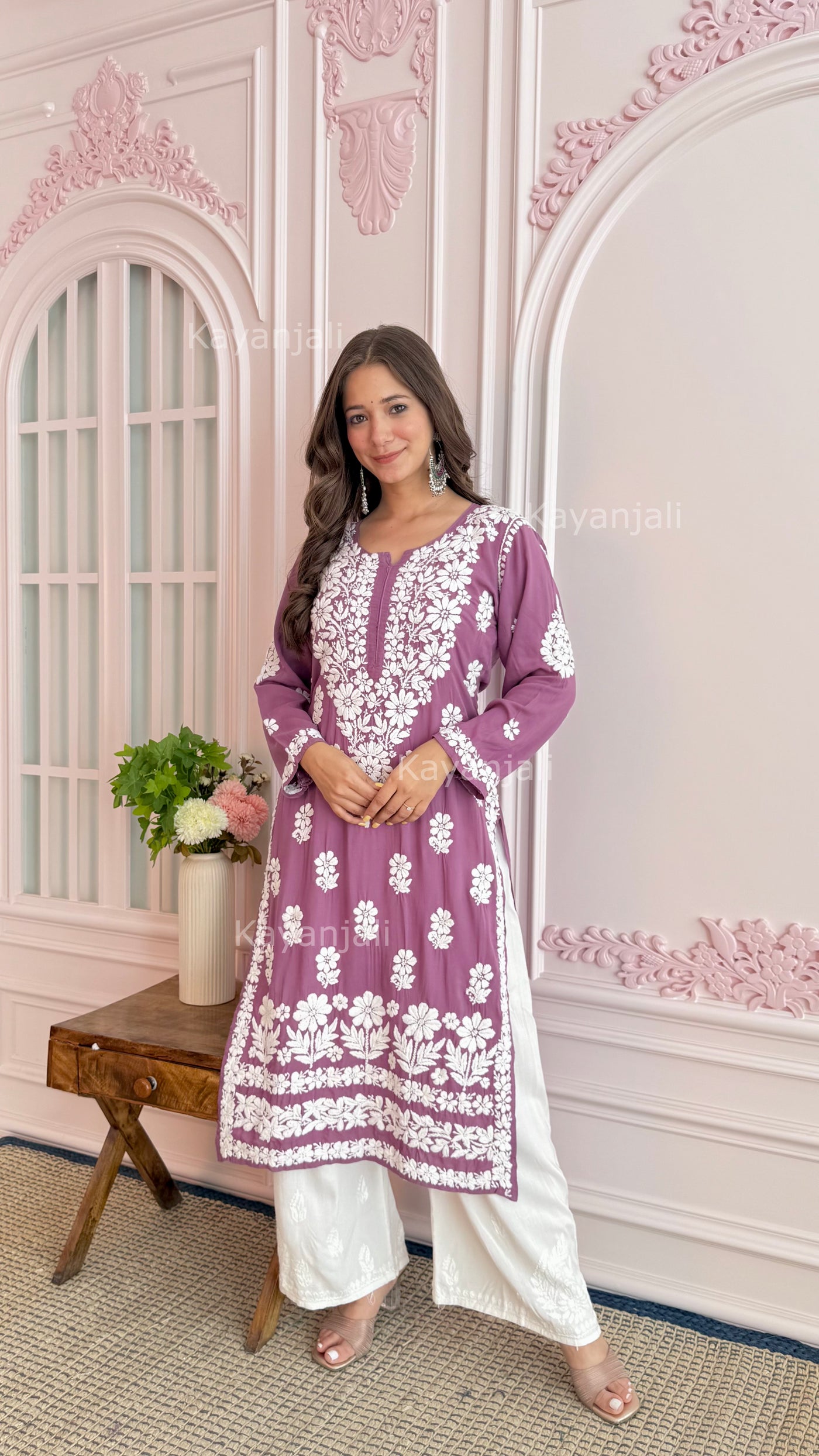 AAYAT PREMIUM MAUVE LONG MODAL STRAIGHT KURTA