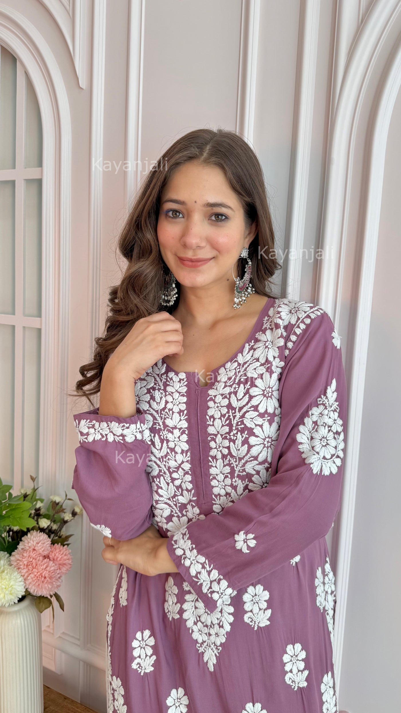 AAYAT PREMIUM MAUVE LONG MODAL STRAIGHT KURTA