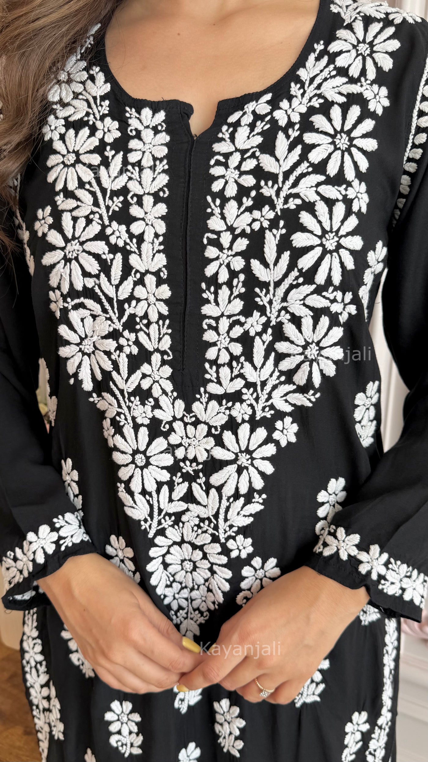 Aayat Premium Black Long Modal Straight Kurta