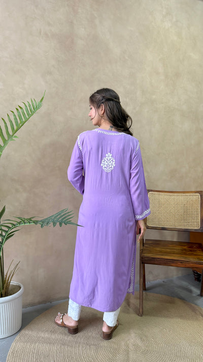 Raaha Lavender Long Rayon Straight Kurta
