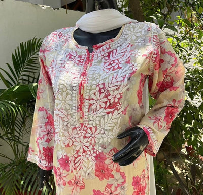 Heer Red Multi Color Mulmul Kurta