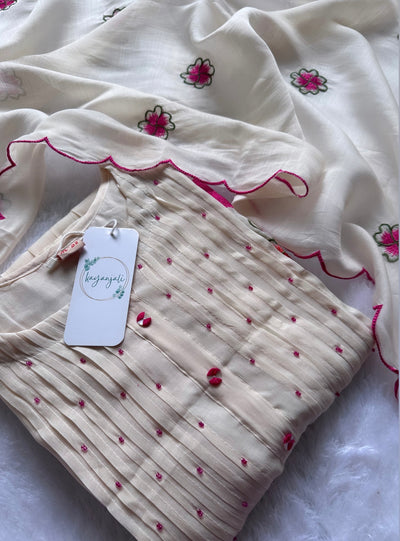Kiara Premium Mul Chanderi Embroidered Set