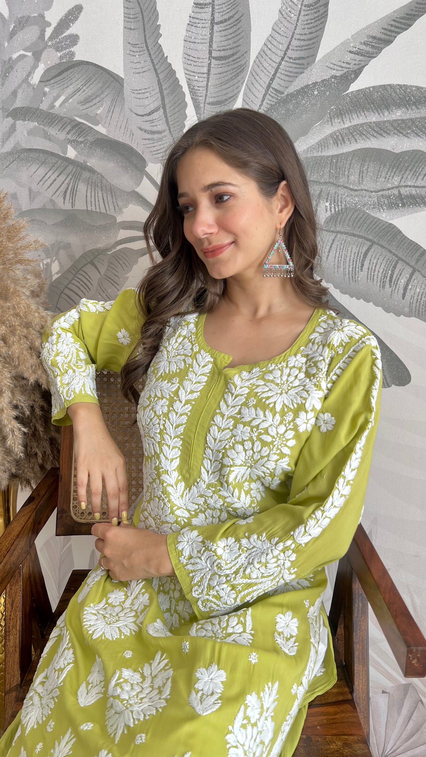 RAABTA PREMIUM DESIGNER LONG GREEN MODAL STRAIGHT KURTA