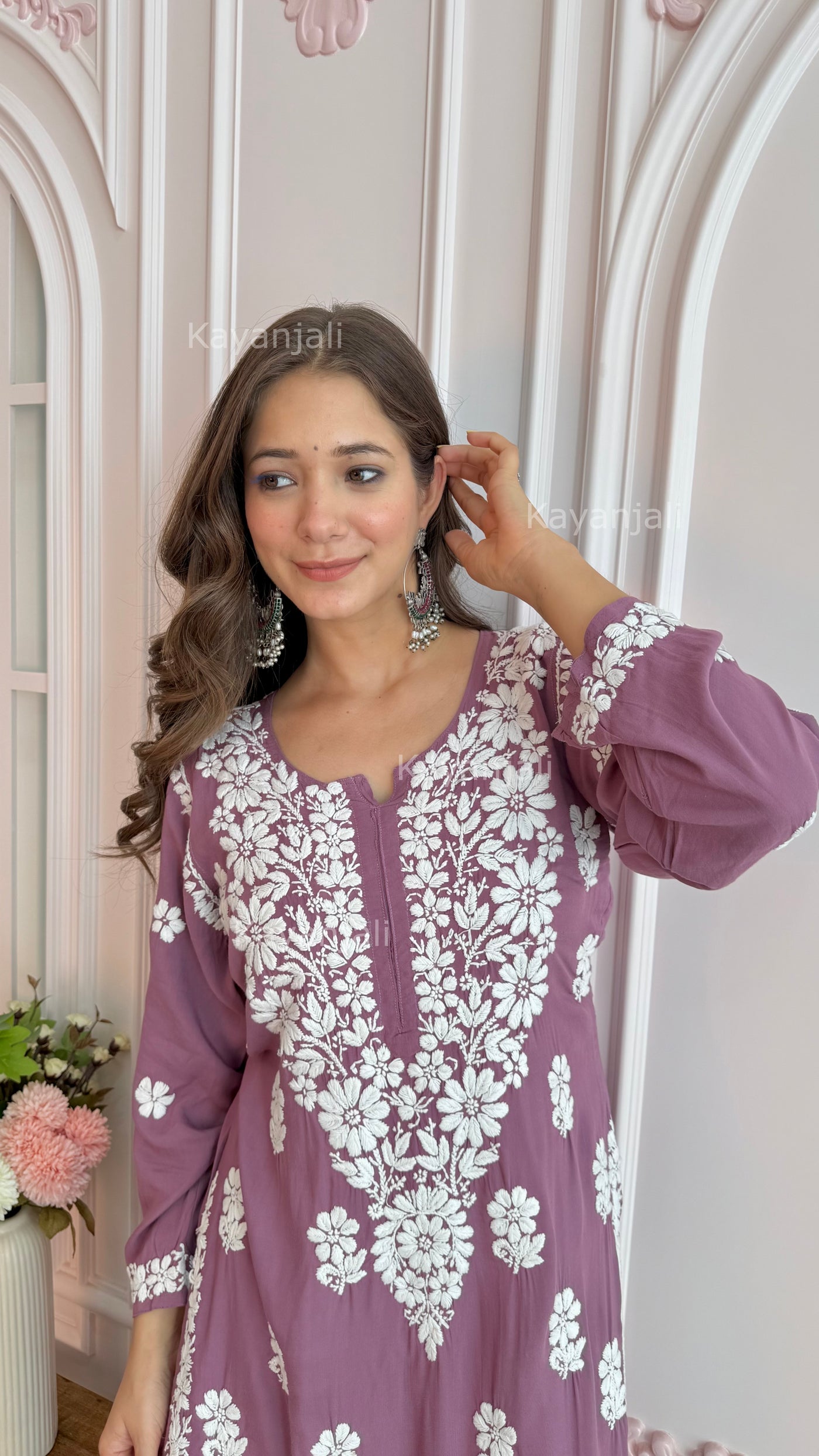 AAYAT PREMIUM MAUVE LONG MODAL STRAIGHT KURTA